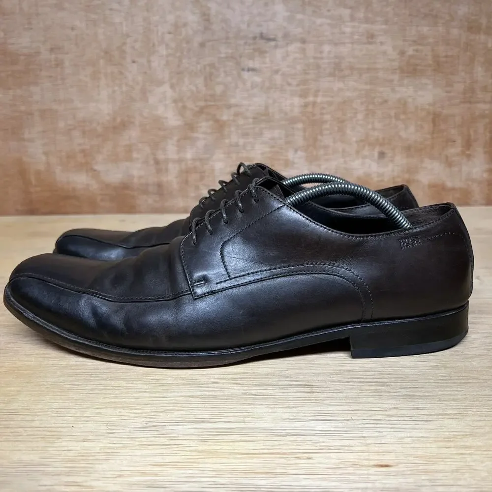 Hugo Boss Bicycle Toe Derby Shoes Men Size 12 Dark Brown Leather Comfort Oxford